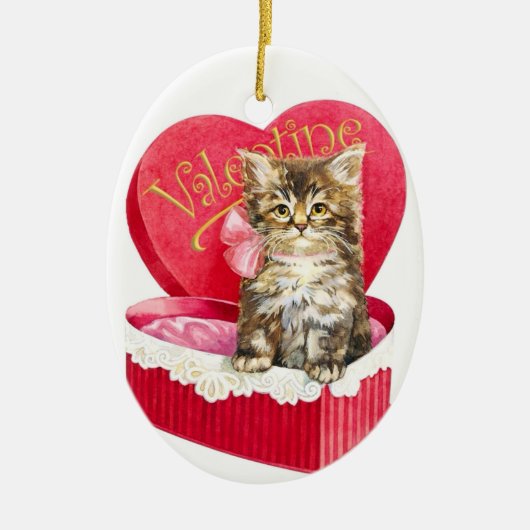 Kätzchen in Candy Box Keramikornament (Vorne)
