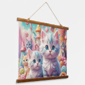 Kätzchen in Candy Land Tapestry Wandteppich Mit Holzrahmen (Gewinkelt)