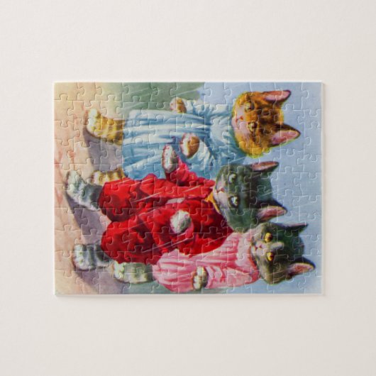 Kätzchen in den 30er Jahren im Regen angezogen Puzzle (Horizontal)