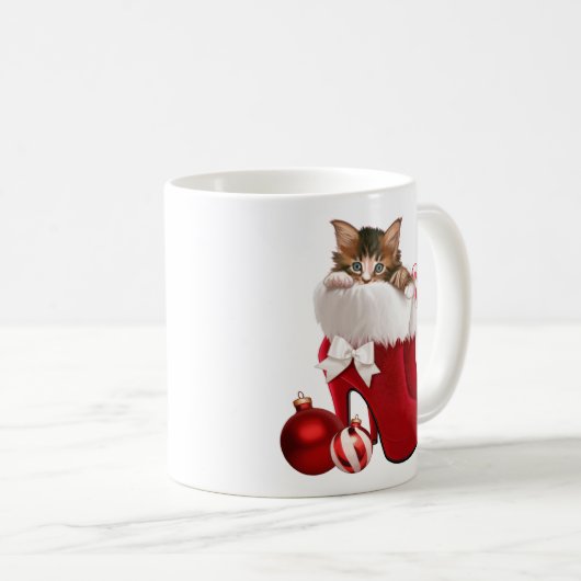 Kätzchen in den Weihnachtsschuhen Kaffeetasse (VorderseiteRechts)