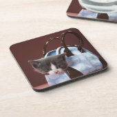 Kätzchen in der Handtasche Untersetzer (Linke Seite)