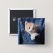 Kätzchen in der Jeanstasche Button (Vorne & Hinten)