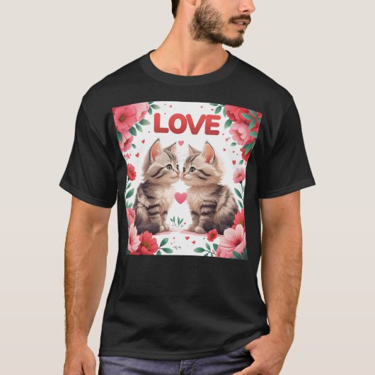 Kätzchen in der Liebe eine süße Liebe T-Shirt (Vorderseite)