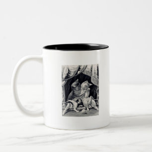 Kätzchen in der Liebe Vintag in Schwarz-Weiß zeich Zweifarbige Tasse