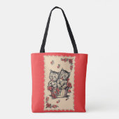 Kätzchen in einem Blume-Korb Tasche (Rückseite)