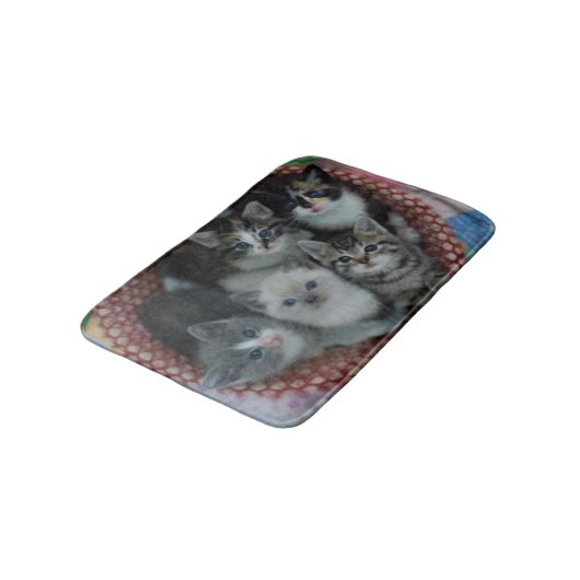 Kätzchen in einem Korb Badematte (Schrägansicht)