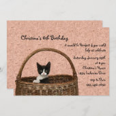 Kätzchen in einem Korb Einladung (Vorne/Hinten)