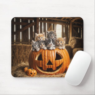 Kätzchen in einem Kürbiskeller Mousepad