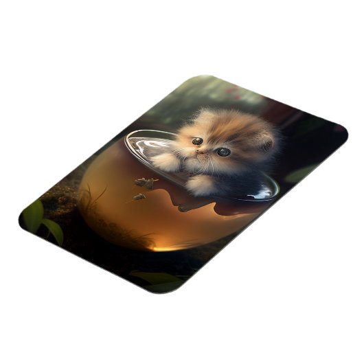 Kätzchen in einem orangefarbenen Teakup Flexible M Magnet (Linke Seite)