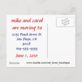 Kätzchen in einem roten Kabriolett Ankündigungspostkarte (Rückseite)