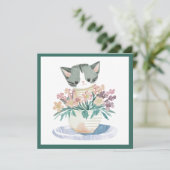 Kätzchen in einem Topf von Blume Mutterkatze Karte (Stehend Vorderseite)