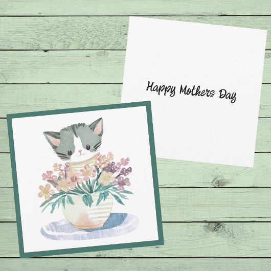 Kätzchen in einem Topf von Blume Mutterkatze Karte