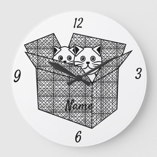 Kätzchen in einer Box mit Thunder_Cove Große Wanduhr (Vorderseite)