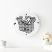 Kätzchen in einer Box mit Thunder_Cove Große Wanduhr (Zuhause)