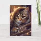 Kätzchen in einer Decke bekommen eine gute Karte (Vorderseite)