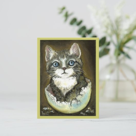 Kätzchen in einer eggshell-Postkarte Postkarte (Stehend Vorderseite)