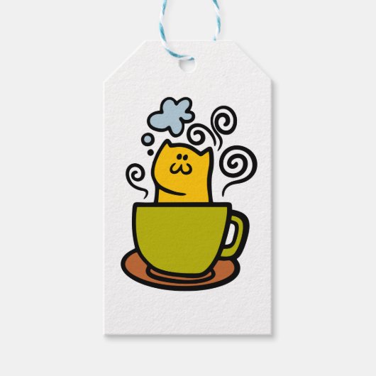 Kätzchen in einer Kaffeetasse Geschenkanhänger (Vorderseite)