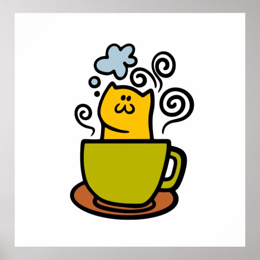 Kätzchen in einer Kaffeetasse Poster (Vorne)