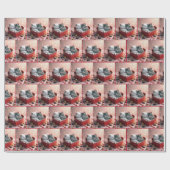 Kätzchen in einer Schachtel mit rotem Herz Geschenkpapier (Flach)