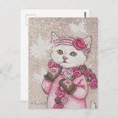 Kätzchen in Fausthandschuhen & Pullover im Schnee Postkarte (Vorne/Hinten)