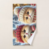 Kätzchen in festlicher Weihnachtsdekoration und Sc Badhandtuch Set (Handtuch)