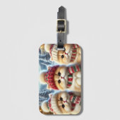 Kätzchen in festlicher Weihnachtsdekoration und Sc Gepäckanhänger (Vorderseite Vertikal)