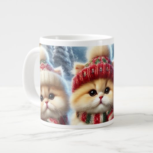 Kätzchen in festlicher Weihnachtsdekoration und Sc Jumbo-Tasse (Vorderseite Links)