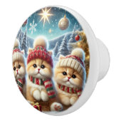 Kätzchen in festlicher Weihnachtsdekoration und Sc Keramikknauf (Rechts)