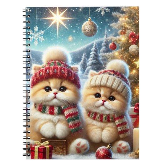 Kätzchen in festlicher Weihnachtsdekoration und Sc Notizblock (Vorderseite)
