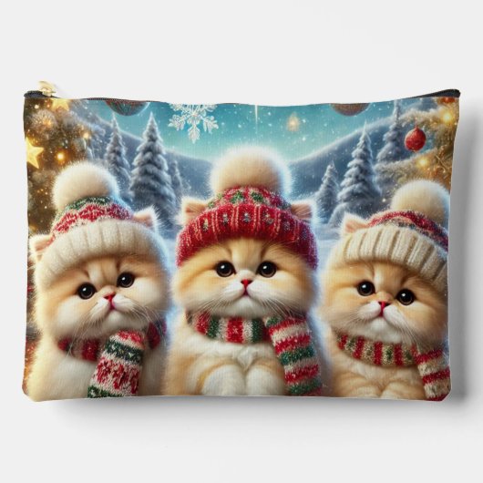 Kätzchen in festlicher Weihnachtsdekoration und Sc Zubehörtasche (Vorderseite)