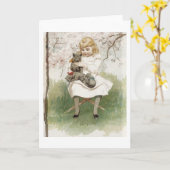 Kätzchen in ihrem Schoß, Grußkarte Karte (Gelbe Blume)