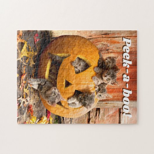 Kätzchen in Jack-o-Lantern Puzzle (Horizontal)
