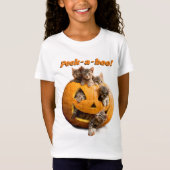 Kätzchen in Jack-o-Lantern T-Shirt (Vorderseite)