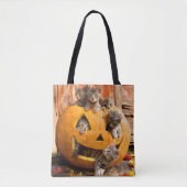 Kätzchen in Jack-o-Lantern Tasche (Vorderseite)