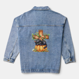 Kätzchen in Kürbiskröte Jeansjacke