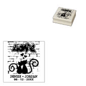 Kätzchen in Liebe auf der Graffiti-Mauer für Hochz Gummistempel (Stempel)