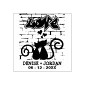 Kätzchen in Liebe auf der Graffiti-Mauer für Hochz Gummistempel (Prägung)