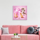 Kätzchen in lila Schuh Leinwanddruck (Insitu (Wohnzimmer))