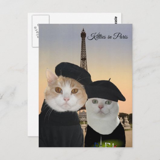Kätzchen in Paris Postkarte (Vorne/Hinten)