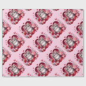 Kätzchen in Schachtel mit Blume und Geschenken Geschenkpapier (Flach)