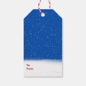 Kätzchen in Weihnachtsmannmütze und Schneeflocken Geschenkanhänger (Rückseite)