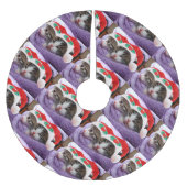 Kätzchen in Weihnachtsmannmützen Weihnachts Muster Polyester Weihnachtsbaumdecke (Vorderseite)