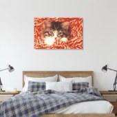 Kätzchen in Wolldecke verpackt, nah Leinwanddruck (Insitu (Schlafzimmer))