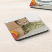 Kätzchen innerhalb der Einkaufstüte Getränkeuntersetzer (Linke Seite)