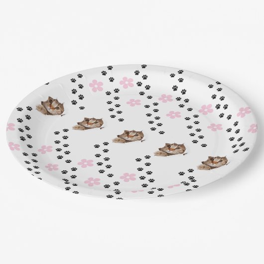 Kätzchen-Kartonteller Pappteller (Schrägansicht)