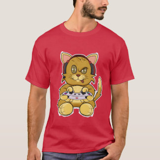 Kätzchen Katze mit Spielcontroller I Lustige Gamin T-Shirt