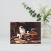 Kätzchen Katze spielt mit Gitarre unartig niedlich Postkarte