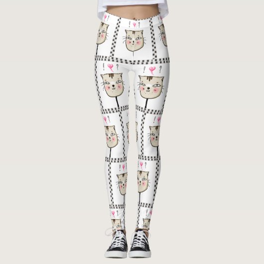 Kätzchen/Katze und Herz Leggings (Vorderseite)