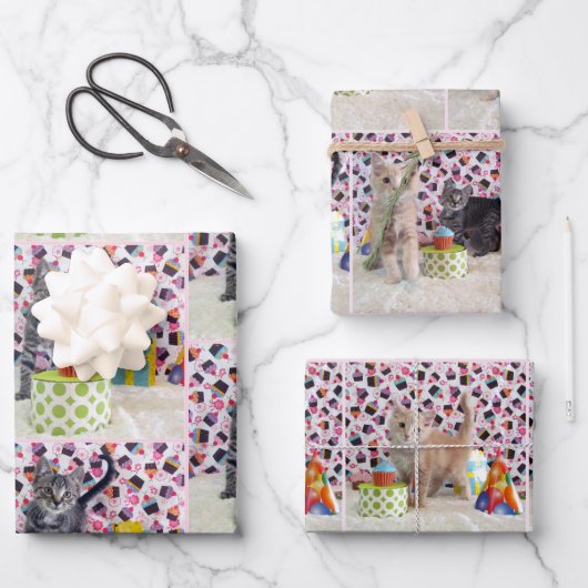 Kätzchen! (Katzen) Buffington und Patton's Geburts Geschenkpapier Set (Vorderseite)