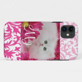 Kätzchen, Katzen, Rosa, Blumen, Monogramm Case-Mate iPhone Hülle (Rückseite (Horizontal))